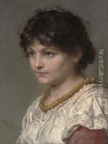 A Girl In An Amber Necklace Oil Painting - Ludwig Knaus