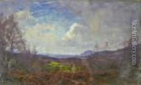 'a Perthshire Landscape'. Oil Painting - Alexander Brownlie Docharty