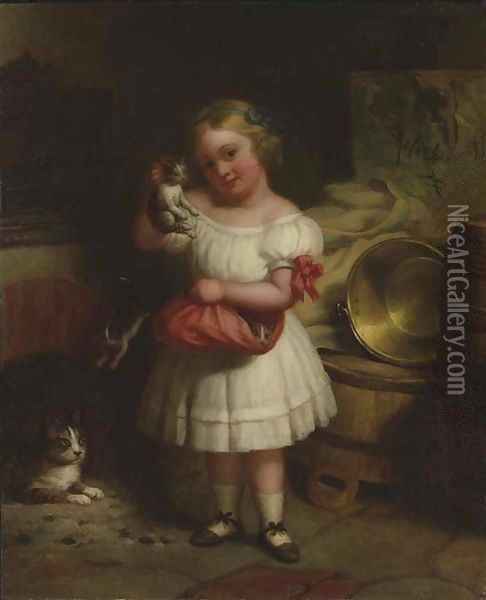 Her Favorite Kitten Oil Painting - George Henry Hall