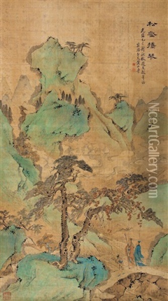 Landscape And Character Oil Painting -  Huang Shanshou