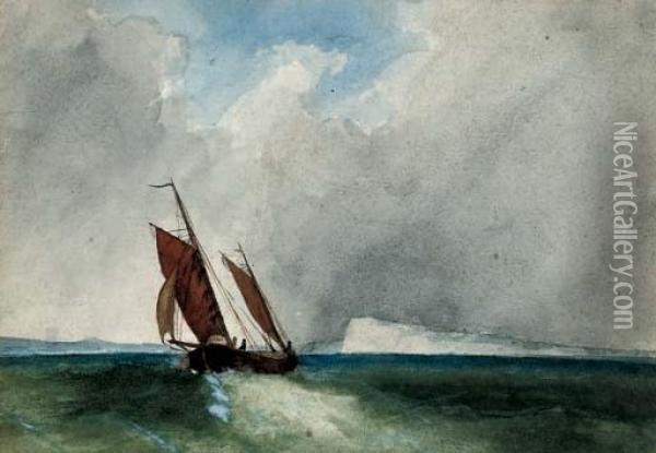 A Heavy Swell In The Channel Oil Painting - Miles Edmund Cotman