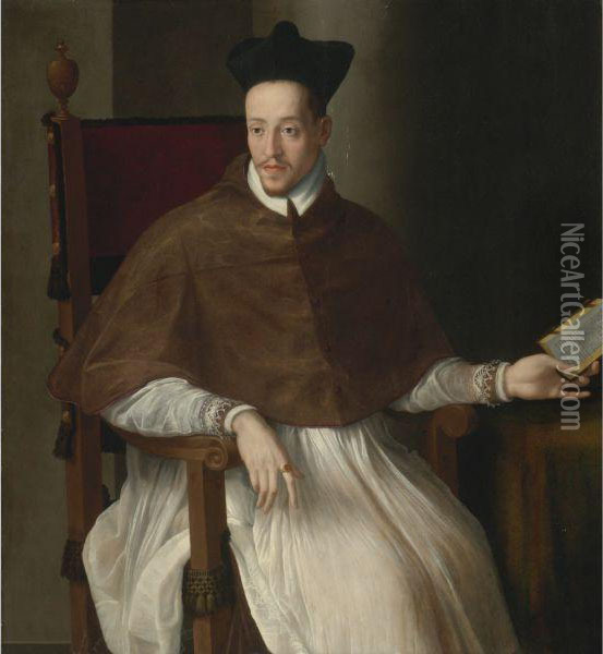Portrait Of A Cleric Oil Painting - Alessandro Allori