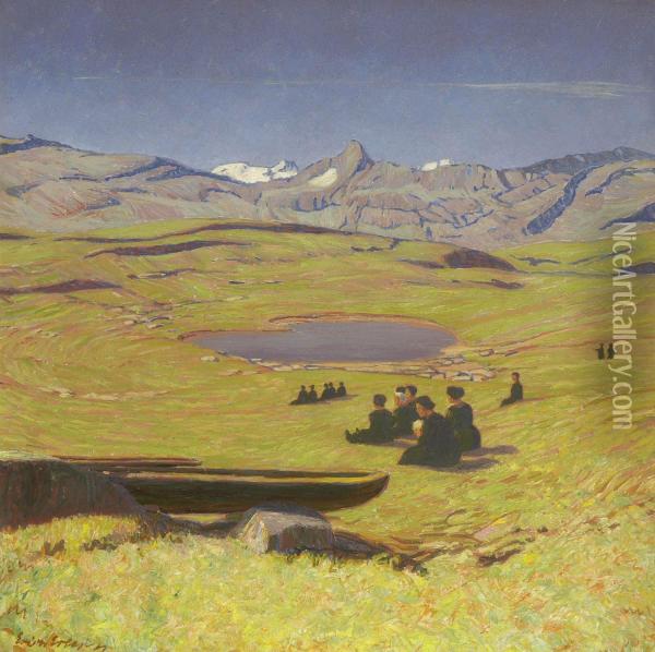 Sonntag Im Oberengadin Oil Painting - Erich Erler-Samaden