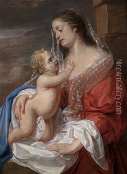 Die Madonna Mit Dem Kind Oil Painting - Theodor Boeyermans