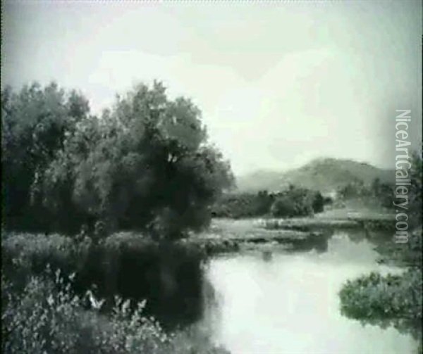 Quiet River Oil Painting - John Clayton Adams