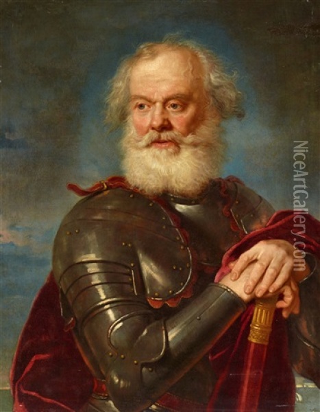 A Bearded Admiral Leaning On His Baton Oil Painting - Niccolo Cassana