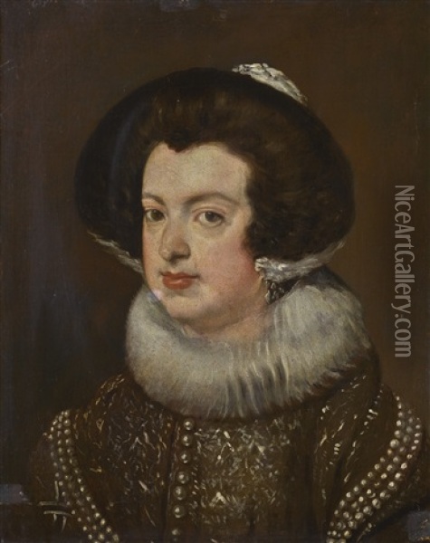 Portrait Of Queen Isabella Of Bourbon (1602-1644) Oil Painting - Diego Velazquez