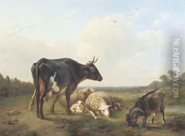 Cattle in a meadow Oil Painting - Eugene Verboeckhoven