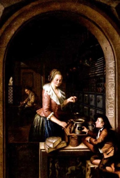 Knabe Beim Einkauf Oil Painting - Johann Baptist Hoechle
