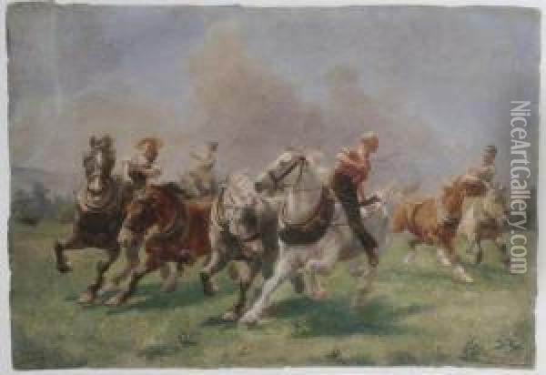 After The Ploughing Match Oil Painting - Hugh Thomson