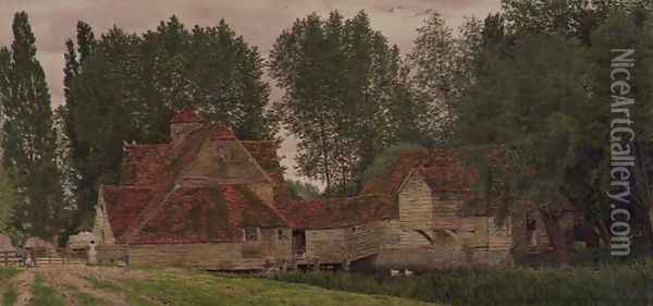 Mill on the Thames at Mapledurham 1860 Oil Painting - George Price Boyce