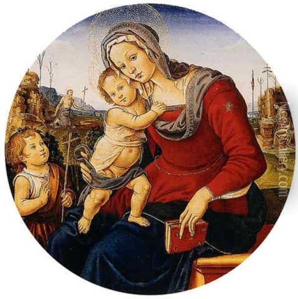 Madonna Col Bambino E San Giovannino, San Girolamo E San Francesco Oil Painting -  Bartolomeo di Giovanni