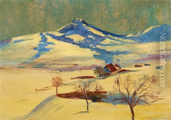 Schnee Im Marz - Blick Auf Die Faneren Oil Painting - Carl August Liner