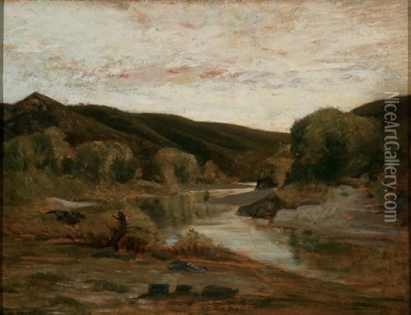 A River In The Hills Oil Painting - Charles Francois Daubigny