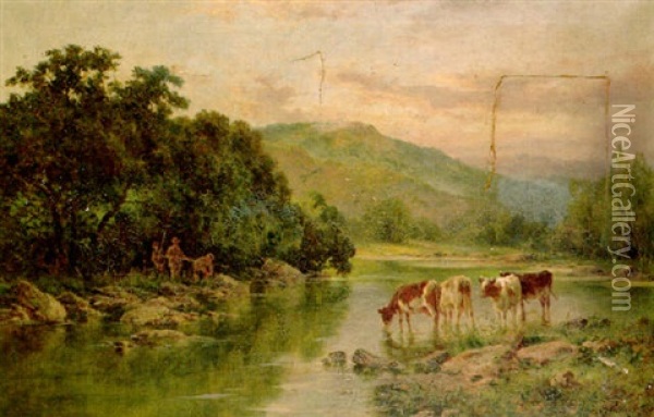 On The Lledr, North Wales Oil Painting - Henry H. Parker