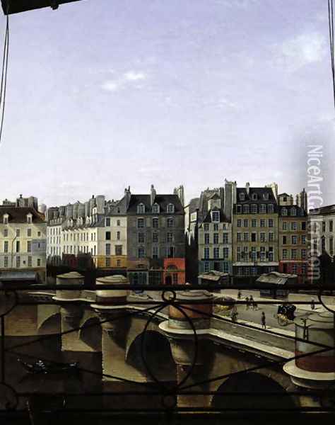 View of the Pont Neuf, c.1845 Oil Painting - Joseph Eusebie Prevot