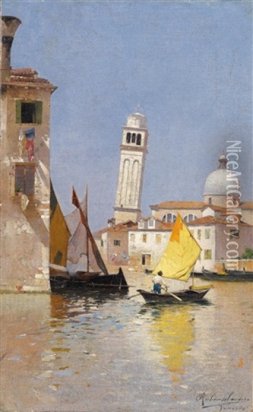 Venedig, Blick Auf San Pietro Di Castello Oil Painting - Rubens Santoro