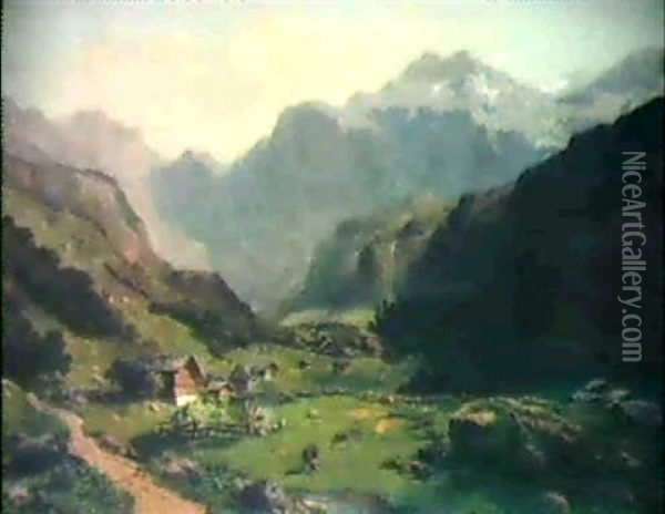 Schweizer Alplandschaft Oil Painting - Joseph Nikolaus Butler