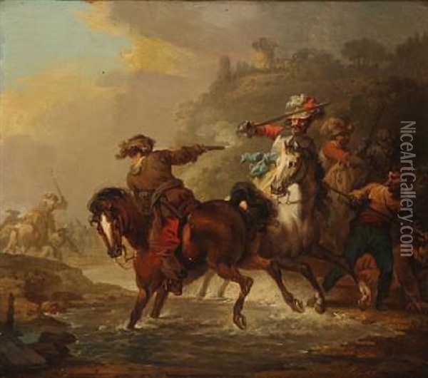 Battle Scene Oil Painting - Christian August Lorentzen