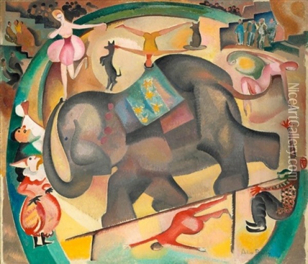 L'elephant Oil Painting - Alice Bailly