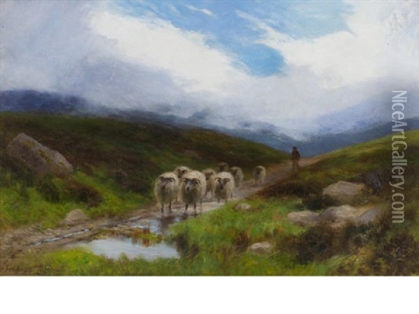 Driving The Flock Oil Painting - Joseph Farquharson