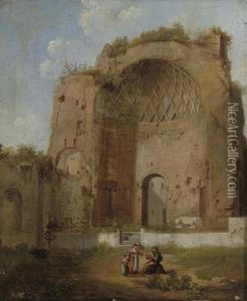 A Roman Ruin Oil Painting - Giacomo Van Lint