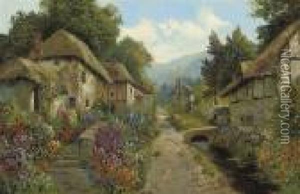 A Village In Devon Oil Painting - Daniel Sherrin