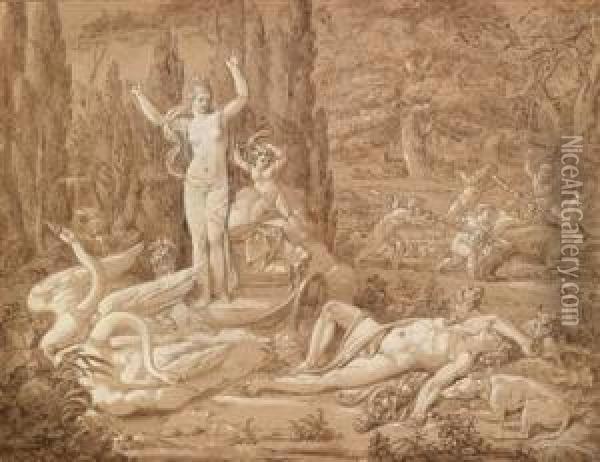 Venus Und Adonis Oil Painting - Conrad Martin Metz