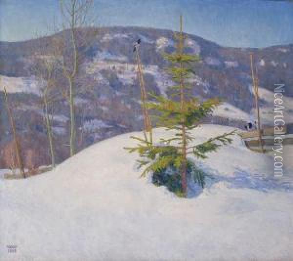 Et Grantre, Vinter Oil Painting - Wilhelm Wetlesen