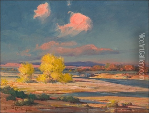 On The Rio Grande River Oil Painting - Gerald Cassidy