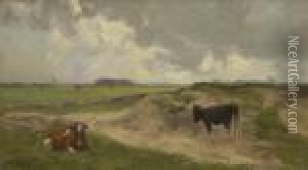 Zwei Kuhe In Wiesenlandschaft Oil Painting - Anton Mauve