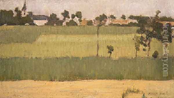 The Outskirts Of A Village Oil Painting - Edmond-Francois Aman-Jean