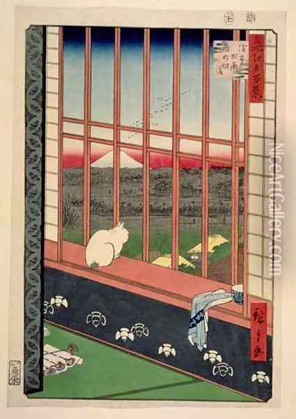 Asakusa Rice Fields During the Festival of the Cock Oil Painting - Utagawa or Ando Hiroshige