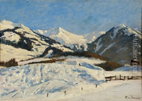 Winterlandschaft Bei Kitzbuhel Oil Painting - Ludwig Von Senger