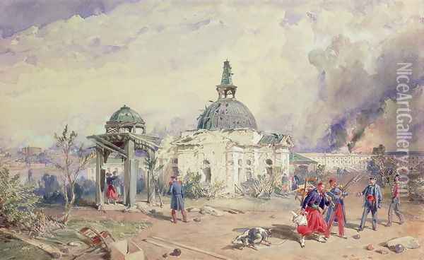 A View of Sebastopol, 1855 Oil Painting - William Simpson