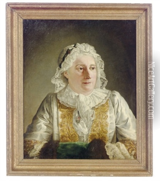 Portrait Of Madame Crozat Oil Painting - Jacques Andre Joseph Aved