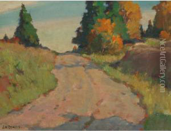 Country Road In Autumn Oil Painting - John William Beatty