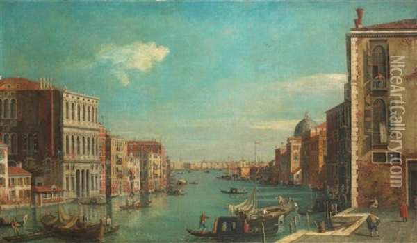 View Of The Grand Canal, Venice From The Campo San Vio Oil Painting -  Canaletto
