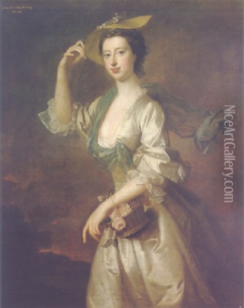 Portrait Of Lady Camilla Fleming Oil Painting - Thomas Hudson
