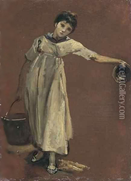 Girl carrying a pail Oil Painting - Thomas Barker of Bath