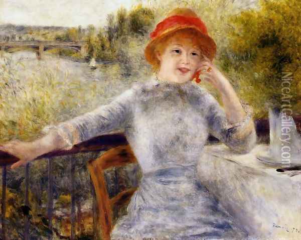 Alphonsine Fournaise On The Isle Of Chatou Oil Painting - Pierre Auguste Renoir