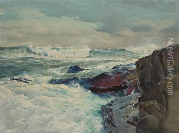 Wash Of Great Seas Oil Painting - Frederick Judd Waugh