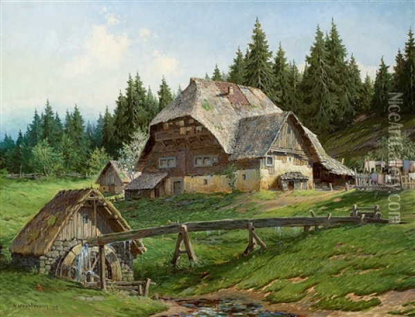 Schwarzwaldmuhle Oil Painting - Karl Hauptmann