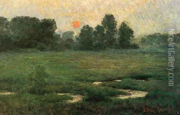 An August Sunset - Prarie Dell Oil Painting - John Ottis Adams