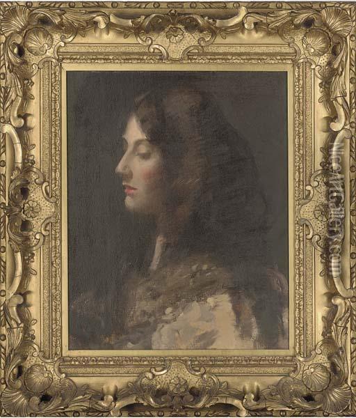 Portrait Of A Lady, Bust-length, In Profile Oil Painting - Alexander Mann