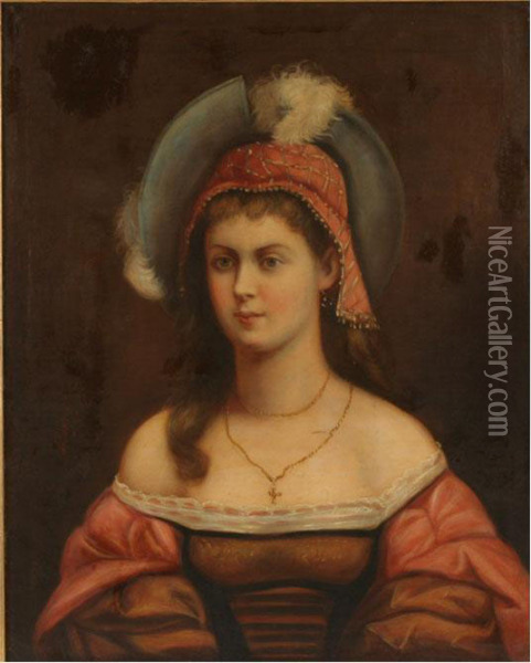 Half-length Portarit Of A Noblewoman Oil Painting - Carl Dietrich