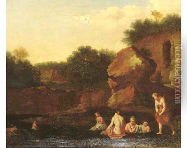 Nymphs bathing by a ruin Oil Painting - Cornelis Poelenburgh