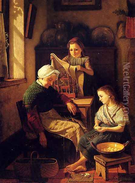 The Grandmother Oil Painting - Pierre Joseph Toussaint