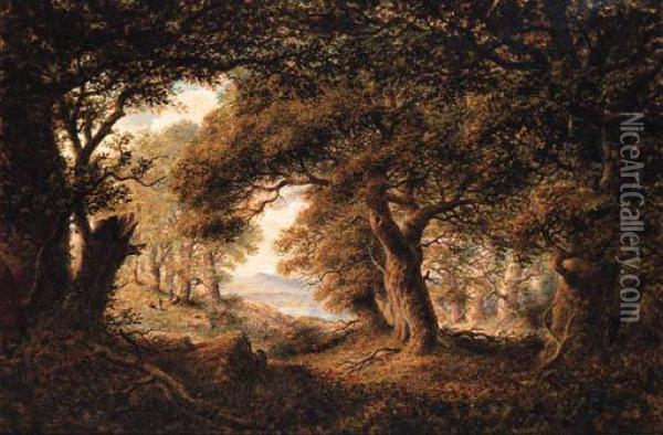 The Edge Of The Forest Oil Painting - James Nasmyth