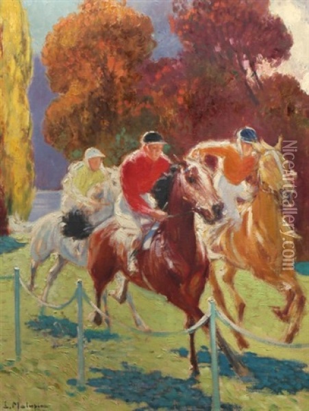 Jockey En Course Oil Painting - Louis Ferdinand Malespina